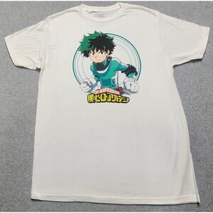 My Hero Academia Izuku Midoriya Anime Graphic T-Shirt Large White Funimation Tee